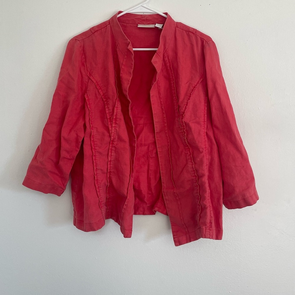 CHICO’S LINEN OPEN BLAZER